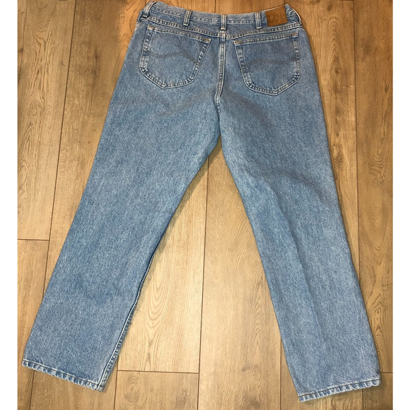 Vintage USA Lee Straight Leg Jeans Mens Size 38x30 Light Wash Blue Denim READ - Picture 2 of 9